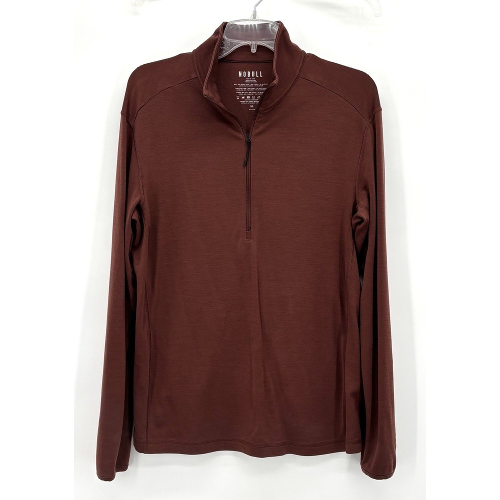 NOBULL Men's Merino Wool Quarter Zip Pullover Size‎ Medium Brown Athletic